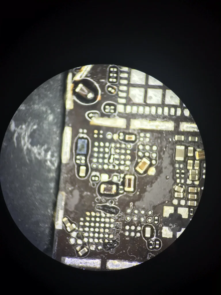 PCB view under microscope