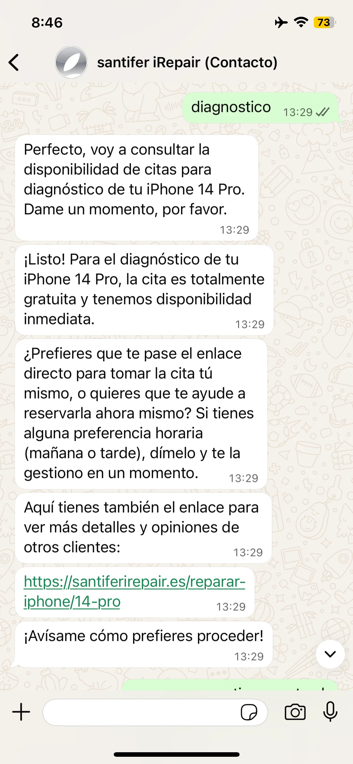 Jacobo says "completely free diagnosis" — incorrect simplification