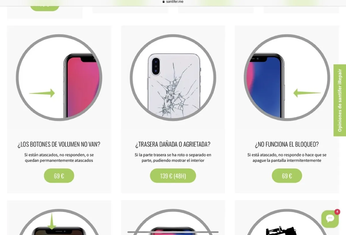 Repair page on Squarespace: generic icons and unstructured pricing